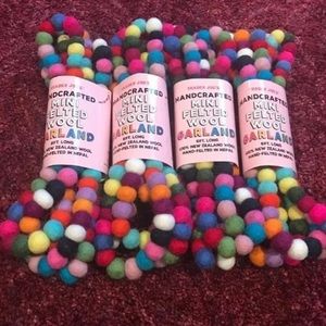 (4) Trader Joe’s Mini Felted Wool Garland NWT